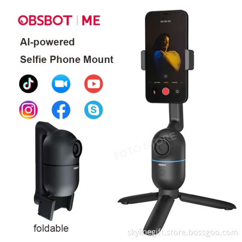 OBSBOT Me AI Powered Selfie Phone Mount Auto Tracking for Smartphone Selfie Vlog Live streaming Video Call Meeting